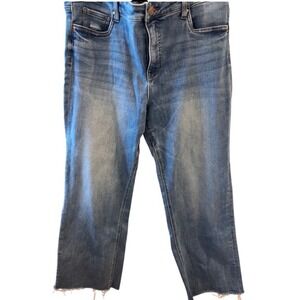 Kut from the Kloth Womens High Rise Straight Leg‎ Raw Hem Jeans Medium Wash 14